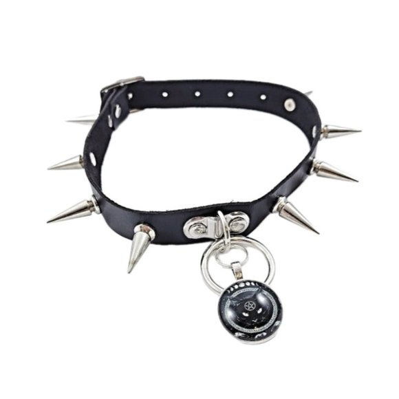 Spiked goth collar cat handmade alternative E girl - Picture 1 of 2